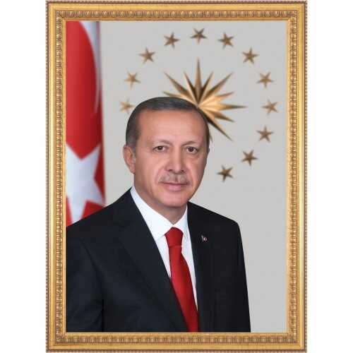 Interpano 50x70 Varaklı Çerçeve Duvara Monte Recep Tayyip Erdoğan Portresi