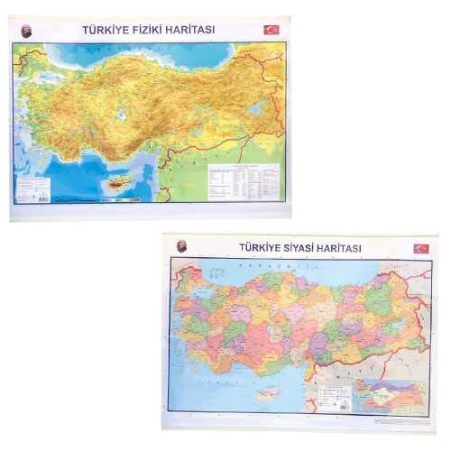Interpano 70X100 Çıtalı Askılı Türkiye Siyasi-Fiziki Harita