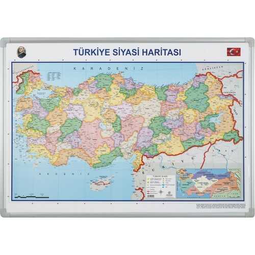 Interpano 70x100 Elegant Çerçeve Duvara Monte Türkiye Siyasi Haritası