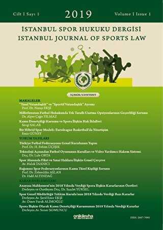 İstanbul Spor Hukuku Dergisi Sayı: 1 Cilt 1 2019