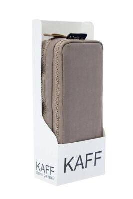Kaff 01105 Krinkıl Kumaş Yıkanabilir Çift Bölmeli Gözlü Kalemlik Kalem Kutusu - Açık Vizon - 1
