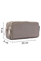 Kaff 01105 Krinkıl Kumaş Yıkanabilir Çift Bölmeli Gözlü Kalemlik Kalem Kutusu - Açık Vizon - 2