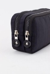 Kaff 01105 Krinkıl Kumaş Yıkanabilir Çift Bölmeli Gözlü Kalemlik Kalem Kutusu - Siyah - 3