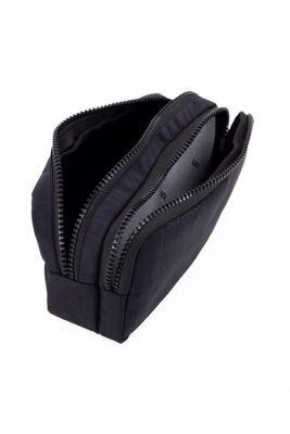 Kaff 01105 Krinkıl Kumaş Yıkanabilir Çift Bölmeli Gözlü Kalemlik Kalem Kutusu - Siyah - 4