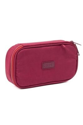 Kaff 01110 Krinkıl Kumaş Yıkanabilir Çift Bölmeli Gözlü Kalemlik Kalem Kutusu - Bordo - 3