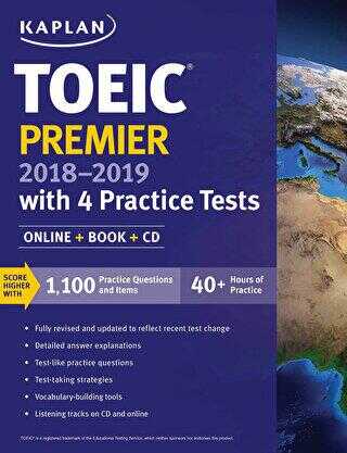 Kaplan TOEIC Premier 2018-2019 With 4 Practice Tests Online + Book + CD