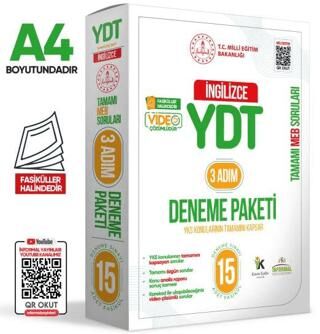 Karakutu Yayın 2025 3 Adım YKS-YDT İngilizce MEBİ Özgün Sorular 15li Deneme Kitapçık Fasikül Paketi Video Çözümlü - 1
