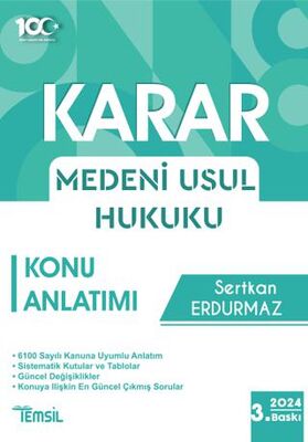 Temsil Kitap Karar Medeni Usul Hukuku Konu Anlatımı - 1