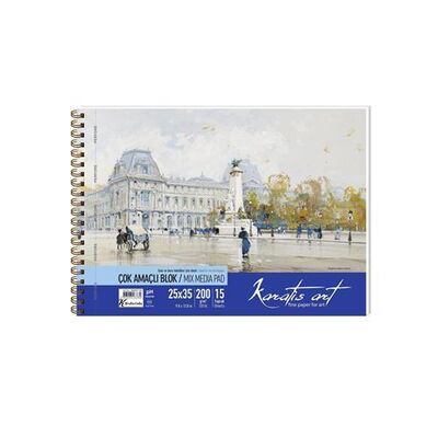 Karatis Art 200Gr 25x35 15 Yaprak Spiralli Resim Blok - 1