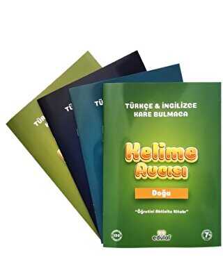 Kelime Avcısı - Öğretici Aktivite Kitabı - Türkçe ve İngilizce Kare Bulmaca 4 Kitap Takım - Edulal Çocuk