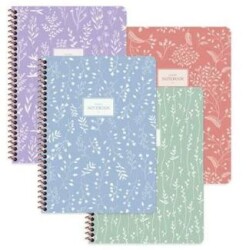 Keskin A4 80 Yaprak Düz Karton Kapak Spiralli Pastel Flora Defter - Keskin Color