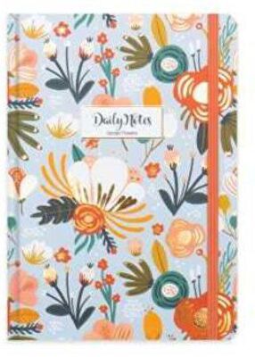 Keskin A5 80 Yaprak Düz Sert Kapak Ciltli Daily Notes Garden Flowers -Mavi 410267-99 - 1