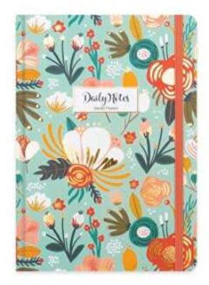 Keskin A5 80 Yaprak Düz Sert Kapak Ciltli Daily Notes Garden Flowers -Yeşil 410264-99 - 1