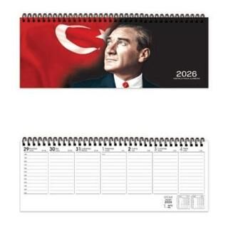 Keskin Color 2026 - AJ - 65 12x33,5 Spiralli Haftalık Masa Ajandası - Atatürk - 1