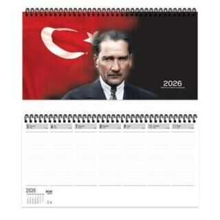 Keskin Color 2026 - AJ - 66 16x33,5 Spiralli Haftalık Masa Ajandası - Atatürk - 1