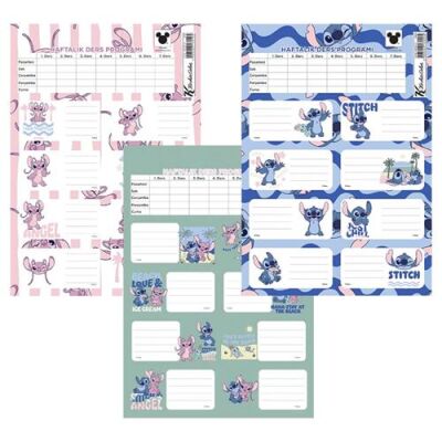 Keskin Color 220130-14 Lilo&Stitch Ders Programlı 3Lü Etiket - 1