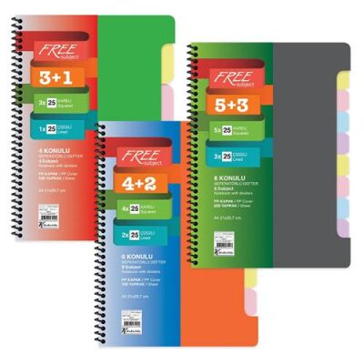 Keskin Color A4 4+2 150 Yp Ayraçlı Free Subject Defter - 1