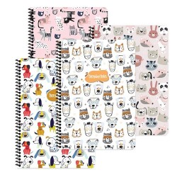 Keskin A4 80 Yp. Kareli Karton Kapak Spiralli Animal Friends Defter - Keskin Color