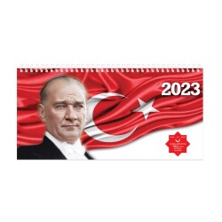 Keskin Color AJ - 66 16x33.5 Spiralli Haftalık Masa Ajandası - 100.Yıl 2023 - 1