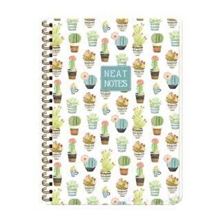 Keskin Color Neat Notes Cactus Love Defter Çizgili Spiralli Beyaz 100 Yaprak 20x28 Cm - 1