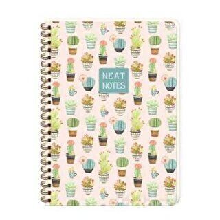 Keskin Color Neat Notes Cactus Love Defter Çizgili Spiralli Pembe 100 Yaprak 20x28 Cm - 1