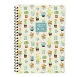 Keskin Color Neat Notes Cactus Love Defter Kareli Spiralli Pembe 100 Yaprak 20x28 Cm - Keskin Color