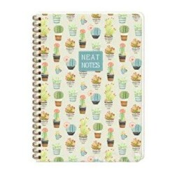 Keskin Color Neat Notes Cactus Love Defter Kareli Spiralli Yeşil 100 Yaprak 20x28 Cm - Keskin Color