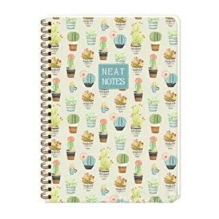 Keskin Color Neat Notes Cactus Love Defter Kareli Spiralli Yeşil 100 Yaprak 20x28 Cm - 1