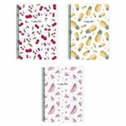 Keskin Color Summer Fruits Defter Kareli Pp Kapak Spiralli A4 80 Yaprak - Keskin Color