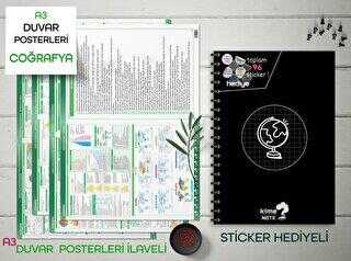 Kime Note TYT Kareli Coğrafya Okul Defteri Konu Anlatımlı 4 Büyük Poster ve 96 Sticker Hediye 9-10-11-12.Sınıfa Uygun - 1