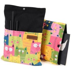Kitap Kılıfı Çıtçıtlı Kese Su Geçirmez - Renkli Kediler - BCOVERART