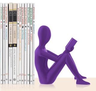 Kitap Tutucu Dekoratif Kitap Desteği Kitap Okuyan İnsan Figürü Biblo - MOR - 1