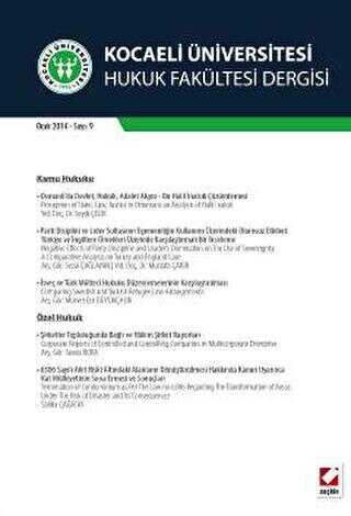 Kocaeli Üniversitesi Hukuk Fakültesi Dergisi Sayı: 9 Ocak 2014