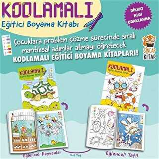 Kodlamalı Eğitici Boyama Kitabı 5-6 Yaş 2 Kitap Takım - Sincap Kitap