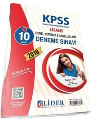 Lider Yayınları KPSS Genel Yetenek Genel Kültür Lisans 10 Deneme Sınavı - 1