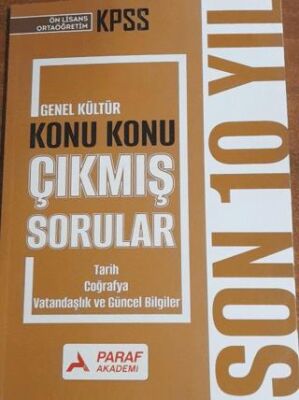 KPSS Ön Lisans Ortaöğretim Genel Kültür Konu Konu Çıkmış Sorular Son 10 Yıl - 1