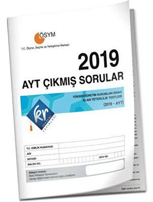 KR Akademi Yayınları 2019 AYT Çıkmış Sorular Tıpkı Basım Kitapçığı