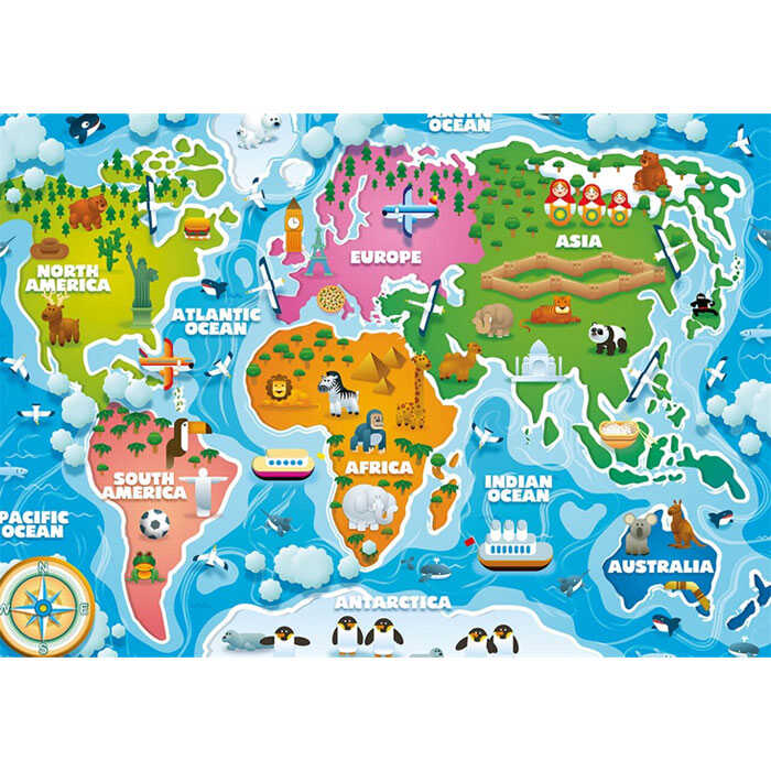 Ks Games Colorful World Map 50 Parça Jumbo Boy Puzzle