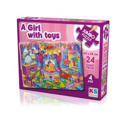 Ks Puzzle A Girl With Toys Jumbo Boy Puzzle 24 Parça