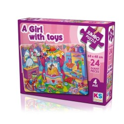 Ks Puzzle A Girl With Toys Jumbo Boy Puzzle 24 Parça - 4