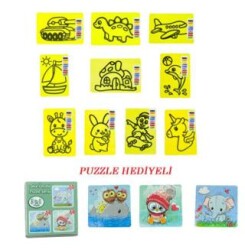Kum Boyama 10Lu + 3 in 1 Puzzle Set - BKM Kitap