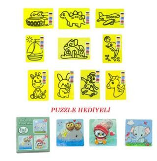 Kum Boyama 10Lu + 3 in 1 Puzzle Set - 1