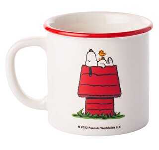 Kupa Kırmızı Kenarlı Porselen - Snoopy Kulübe