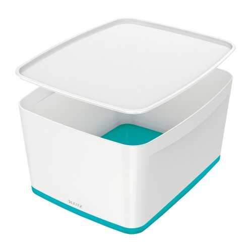 Leitz MyBox Kapaklı Geniş Saklama Kutusu Beyaz-Buz Mavisi