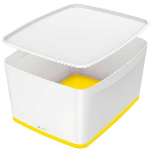 Leitz MyBox Kapaklı Geniş Saklama Kutusu Beyaz-Sarı