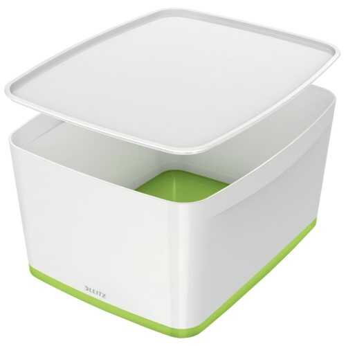Leitz MyBox Kapaklı Geniş Saklama Kutusu Beyaz-Yeşil