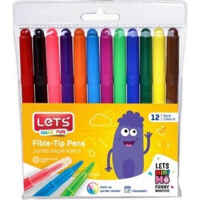 Lets Jumbo Keçeli Kalem 12 Renk L 7012 - 1