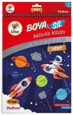 Lino Boya Sil Aktivite Boyama Kitabı Uzay A4 Ebat Silinebilir - 1