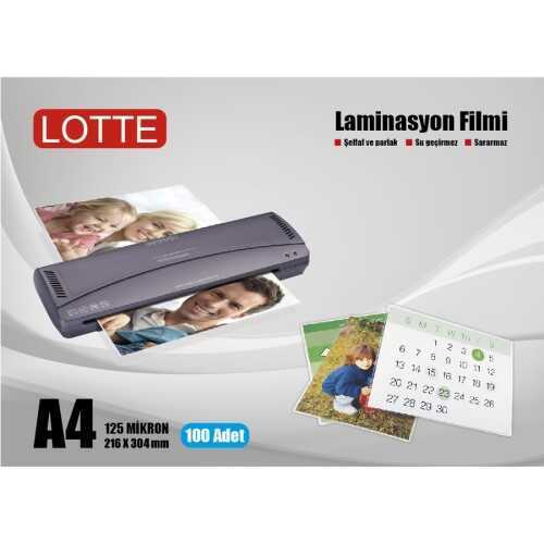 Lotte Laminasyon Filmi A4 125 Mikron 100Lü Kutu