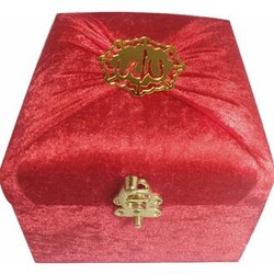 M285K - Mühürlü Cep Boy Kadife Sandıklı Mealli Kuran-ı Kerim - Kırmızı - Ayfa Basın Yayın